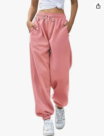 Women's Loose Leisure Sports Drawstring Wide Leg Ankle Banded Pants Conceitastral