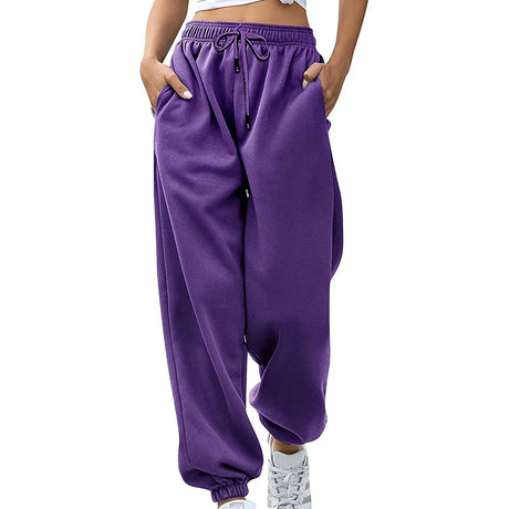 Women's Loose Leisure Sports Drawstring Wide Leg Ankle Banded Pants Conceitastral