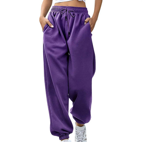 Women's Loose Leisure Sports Drawstring Wide Leg Ankle Banded Pants Conceitastral
