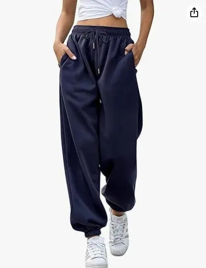 Women's Loose Leisure Sports Drawstring Wide Leg Ankle Banded Pants Conceitastral