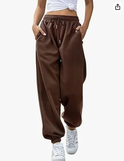 Women's Loose Leisure Sports Drawstring Wide Leg Ankle Banded Pants Conceitastral