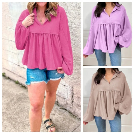 Women's Pleated Loose Shirt Top Conceitastral