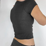 Women's Temperament Pure Color V-neck Short-sleeved Hot Girl Top Conceitastral