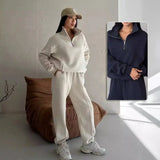 Y2K Winter Jogging Women Two Piece Set Female Zipper Coat Casual Pants Tracksuit Autumn Jacket Fashion Contrast Sport Wear Set Conceitastral