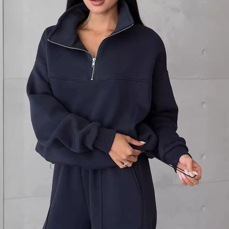 Y2K Winter Jogging Women Two Piece Set Female Zipper Coat Casual Pants Tracksuit Autumn Jacket Fashion Contrast Sport Wear Set Conceitastral