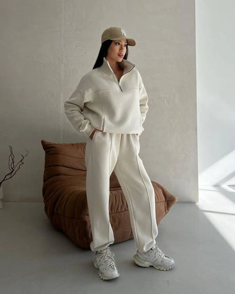 Y2K Winter Jogging Women Two Piece Set Female Zipper Coat Casual Pants Tracksuit Autumn Jacket Fashion Contrast Sport Wear Set Conceitastral