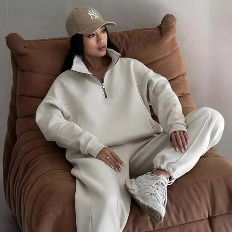Y2K Winter Jogging Women Two Piece Set Female Zipper Coat Casual Pants Tracksuit Autumn Jacket Fashion Contrast Sport Wear Set Conceitastral
